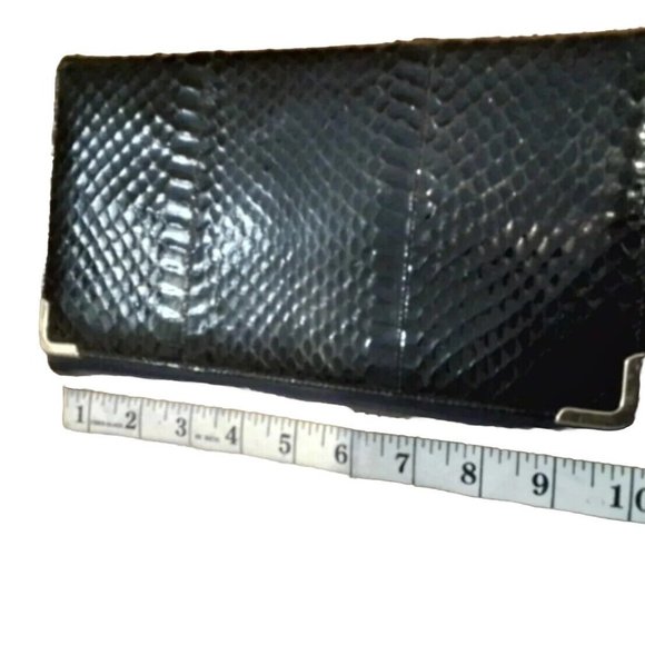 Purce Real Snake Skin Purce Black And Blue With Gold Coulour Chain Vintage P2 - Picture 1 of 5